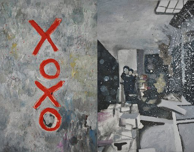 Untitled Number 5 (left) and Untitled Number 6 (right), Rolf Campos, Oil on Canvas, 8 x 13 in, 2011