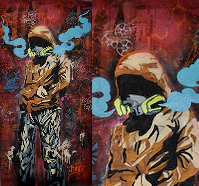 Straynger into Self, Jood, spray paint on canvas, 72 x 36 in, 2012